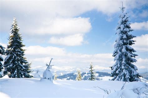 Widok na zimowy krajobraz Mazur z hotelem w tle