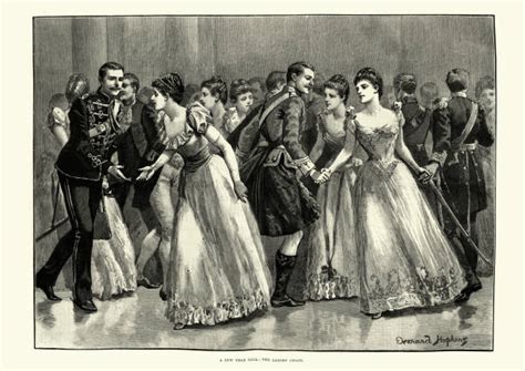 Ilustracja przedstawiająca wiktoriański bal