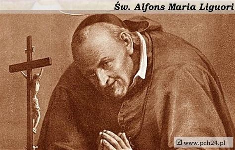 Portret św. Alfonsa Marii de Liguori w stroju duchownym, z widocznym nawiązaniem do jego działalności naukowej i duszpasterskiej.