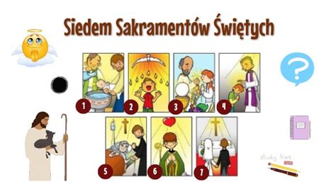 Ilustracja przedstawiająca siedem sakramentów świętych w formie drzewa życia lub symbolicznego koła.
