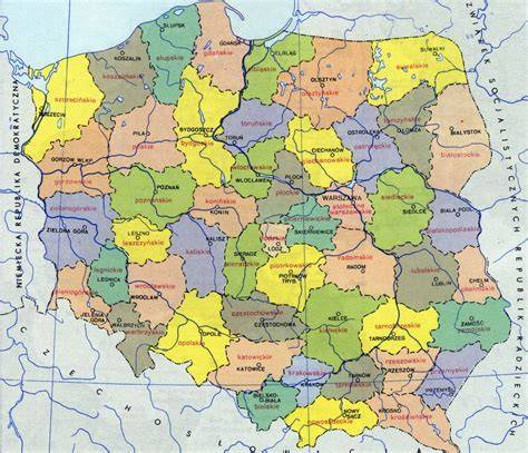 Mapa Polski z zaznaczonymi ośrodkami strajków w sierpniu 1980 roku