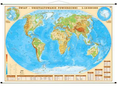 Mapa świata z zaznaczonymi polskimi symbolami