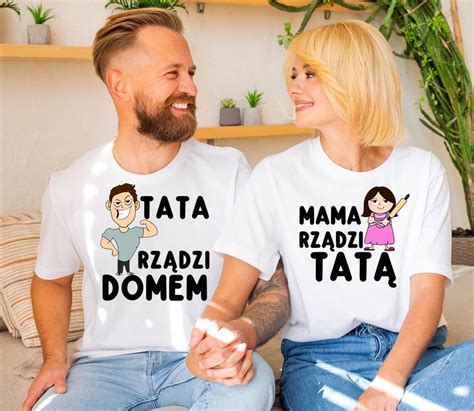 Zestaw koszulek z zabawnymi nadrukami dla Mamy i Taty