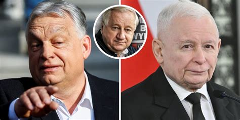 zdjęcie przedstawiające Jarosława Kaczyńskiego i Viktora Orbana podczas spotkania, z dodanymi humorystycznymi podpisami