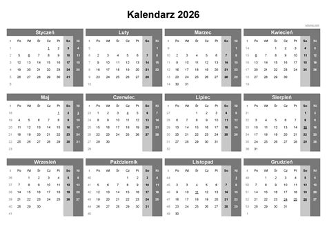 Przykładowy kalendarz dla przedszkolaka z zaznaczonymi dniami tygodnia, miesiącami i pogodą