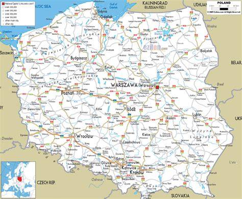 Mapa okolicy domu weselnego z zaznaczonymi głównymi drogami i atrakcjami
