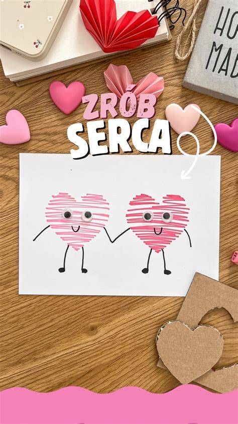 Zdjęcie przedstawiające walentynkową kartkę wykonaną z pomalowanych puzzli.