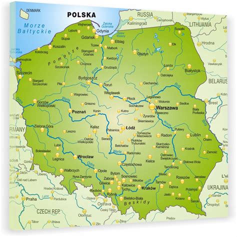 Mapa Polski z zaznaczoną koncentracją ludności prawosławnej