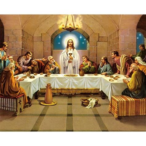 Grafika symbolizująca Ostatnią Wieczerzę i ustanowienie Eucharystii.