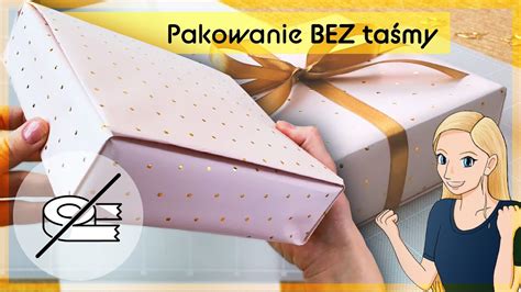 Grafika pokazująca etapy pakowania prezentu: wybór papieru, cięcie, owijanie, przycinanie rogów, mocowanie taśmą, dodawanie wstążki i ozdób.