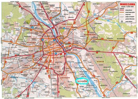 mapa Warszawy z zaznaczonymi kluczowymi miejscami powstańczej walki