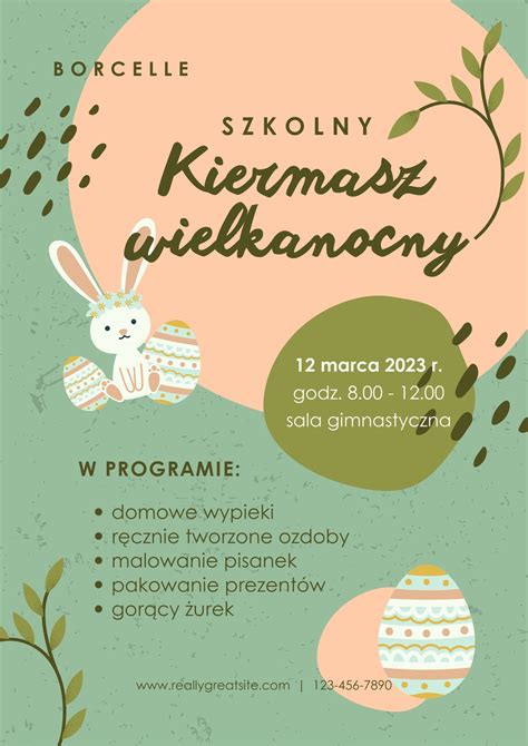 Przykładowy plakat wielkanocny w stylu scrapbooking z tekstem
