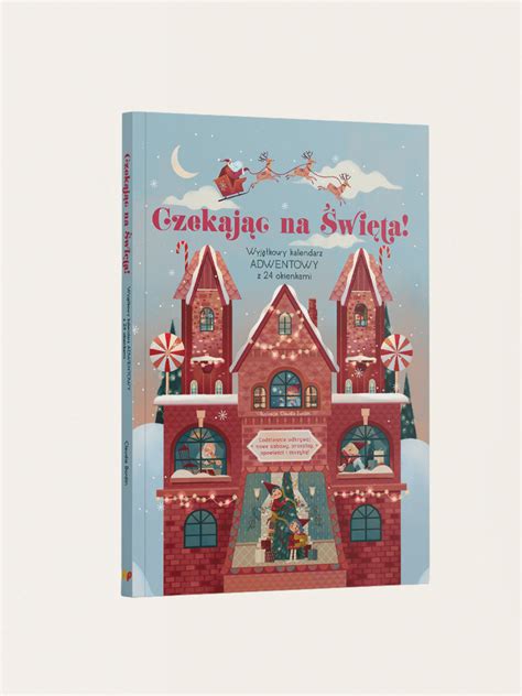 Ilustracja przedstawiająca udekorowany kalendarz adwentowy z otwartymi okienkami, ukazująca różnorodne prezenty.
