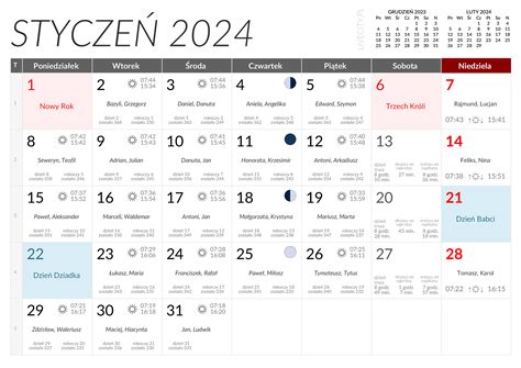 kalendarz z zaznaczonym Tłustym Czwartkiem