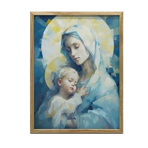 Ilustracja przedstawiająca Matkę Bożą z Dzieciątkiem Jezus, symbolizująca macierzyńską miłość i opiekę.