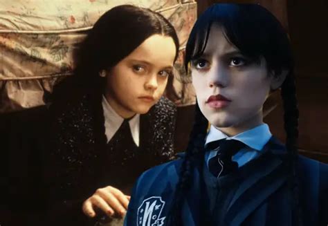 Postać Wednesday Addams w ikonicznej stylizacji