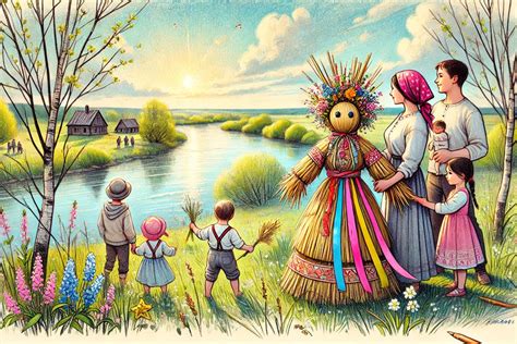 Ilustracja przedstawiająca topienie Marzanny