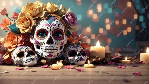 Meksykańskie ozdoby na Día de los Muertos: czaszki, kwiaty i kolorowe dekoracje