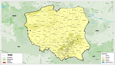 mapa okolic Złotopolic z zaznaczonymi wspomnianymi miejscowościami