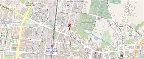 Mapa Piotrkowa Trybunalskiego z zaznaczonymi lokalizacjami restauracji i sal bankietowych