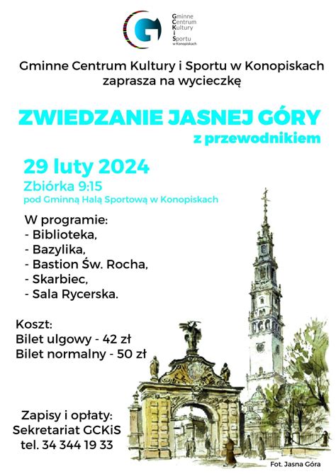 Schemat tras zwiedzania Jasnej Góry.