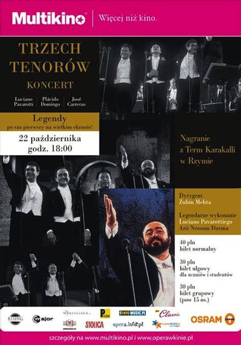 Plakat zapowiadający koncert Trzech Tenorów