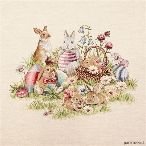 Ilustracja przedstawiająca boginię Eostre z towarzyszącymi jej królikami, symbolizującą wiosnę i odrodzenie.