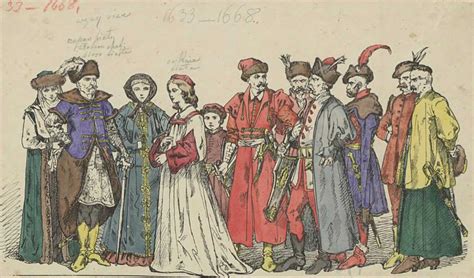 Ilustracja przedstawiająca uczestników balu maskowego w XVIII-wiecznej sukni i stroju