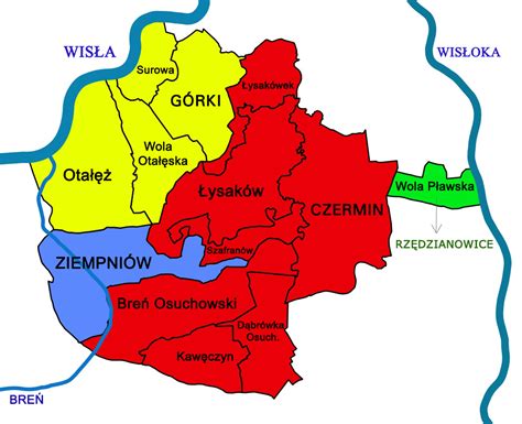 Schemat granic parafii z 1969 roku