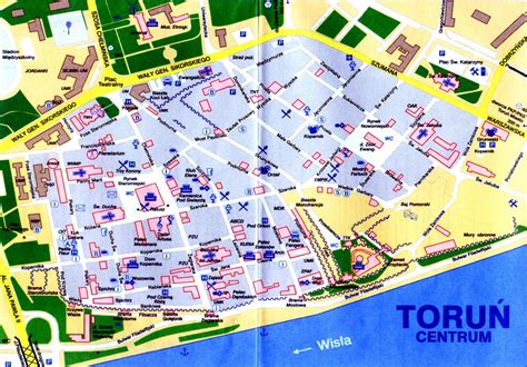 mapa Rynku Staromiejskiego w Toruniu z zaznaczonymi punktami wejścia