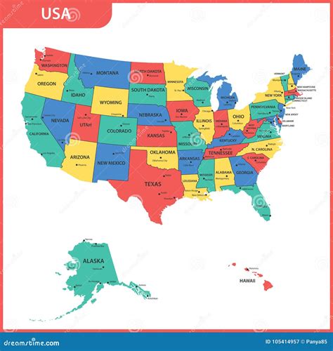 Mapa USA z zaznaczonymi regionami i przykładami lokalnego slangu