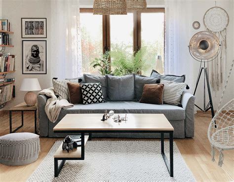 wnętrze w stylu boho z ozdobami z juty