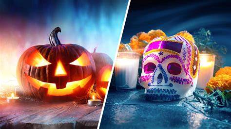 porównanie symboli Día de Muertos i Halloween