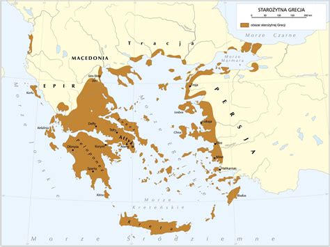 Mapa starożytnej Grecji z zaznaczonym masywem Olimpu i ważnymi ośrodkami mitologicznymi.