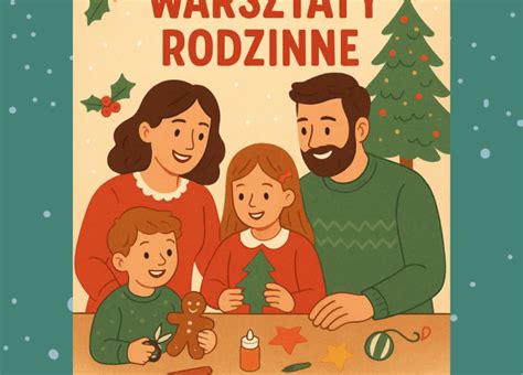 Ilustracja przedstawiająca rodzinę wspólnie tworzącą ozdoby świąteczne.