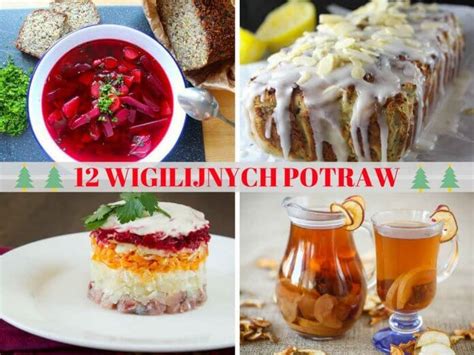 Infografika przedstawiająca 12 tradycyjnych potraw wigilijnych.
