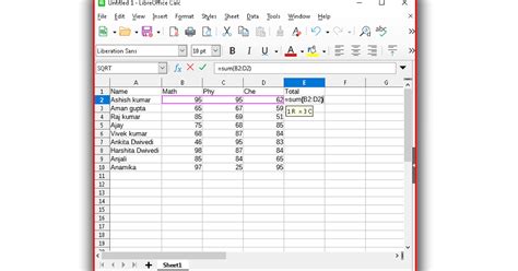 Schemat interfejsu LibreOffice Calc z zaznaczonymi przyciskami nawigacji arkuszy