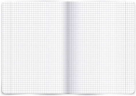 Graficzne przedstawienie zeszytu A4 w kratkę z zaznaczonym marginesem.