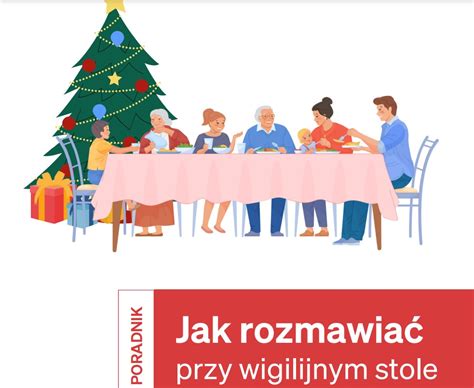 Ilustracja przedstawiająca rodzinę przy wigilijnym stole, dzielącą się opłatkiem.