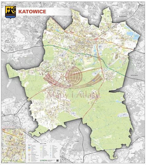 Mapa Katowic z zaznaczonymi atrakcjami walentynkowymi