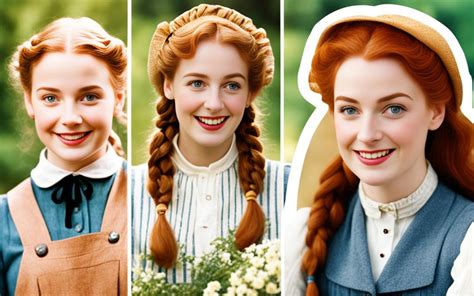 Zdjęcie postaci Ani Shirley z filmu lub serialu, podkreślające jej charakterystyczne rude warkocze i strój.