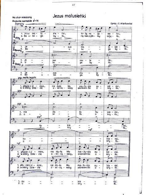 Zrzut ekranu z MuseScore przedstawiający fragment partytury kolędy 