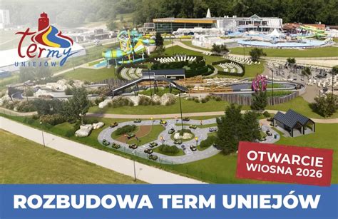 Wizualizacja przyszłego parku rozrywki przy Termach Uniejów, z widocznymi zjeżdżalniami i atrakcjami wodnymi