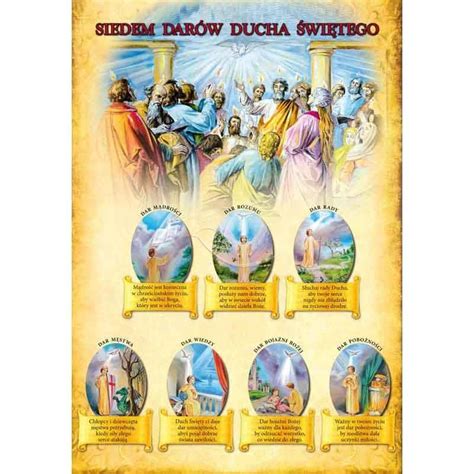 Zdjęcie przedstawiające symboliczne dary Ducha Świętego (np. siedem darów).