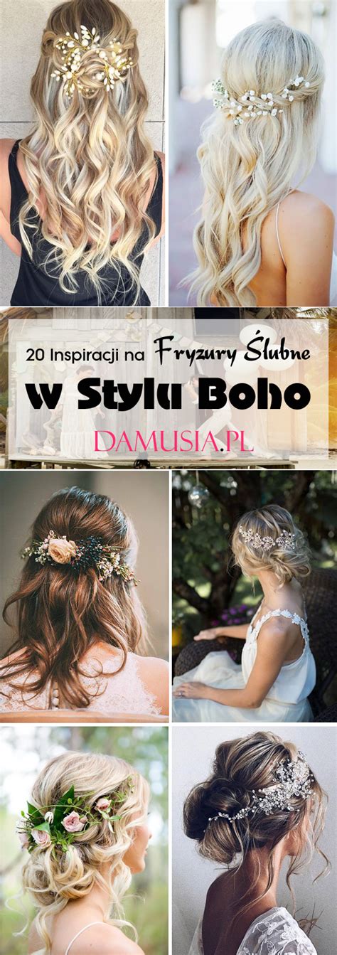 Zdjęcie Panny Młodej w stylu boho z delikatną ozdobą do włosów z kwiatów i liści.