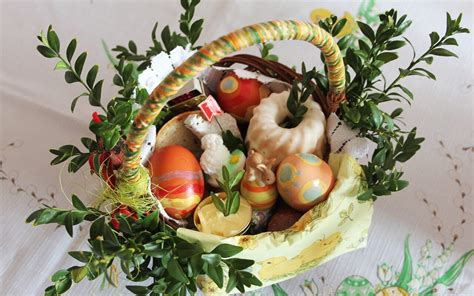 Ilustracja symboliki pokarmów w koszyczku wielkanocnym