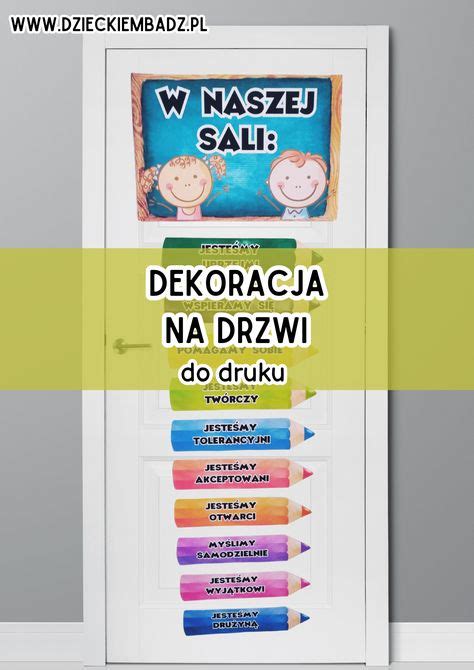Przykłady letnich dekoracji do sali przedszkolnej, np. naklejki z motywami plażowymi, kolorowe girlandy.