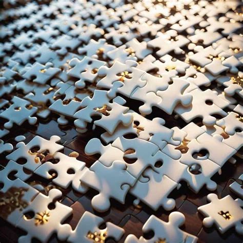Zbliżenie na jeden z elementów puzzli, ukazujące jego jakość wykonania i odbijającą światło powierzchnię.
