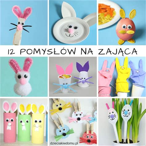 Zdjęcie przedstawiające kreatywne ozdoby wielkanocne DIY, w tym pisanki, zajączki i kurczaczki.