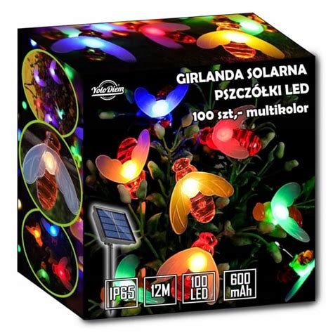 Zdjęcie ogrodu nocą, oświetlonego girlandą solarną, tworzącego nastrojową atmosferę.